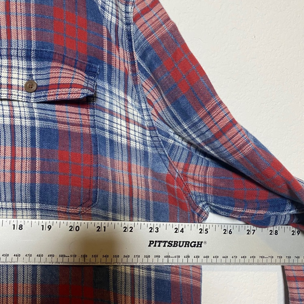 Lucky Brand Classic Red Flannel Mens XL Boho Casual Rustic Outdoor Plaid Western - Picture 4 of 13